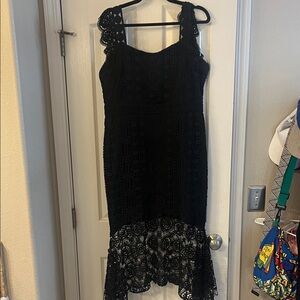 Lina Black Crochet High-Low Dress